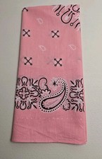 Vintage Light Pink Paisley Bandana 19.5"x20" JAPAN