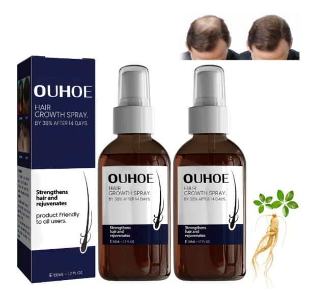 Hair Growth Spray by 38% After 14 Days w/Biotin Natural 2PC x 1.7 fl oz Exp 4/27