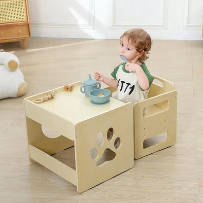 Adjustable Montessori Weaning Table & Chair Set for Toddlers Mealtime/Learn/Play - Image 1 of 4