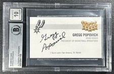 GREGG POPOVICH BGS AUTH AUTOGRAPHED SIGNED BUSINESS CARD 10 AUTO SPURS COACH