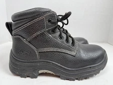 Skechers Work Boots Womens Size 8 Steel Toe Slip Resistant Leather ASTM Safety