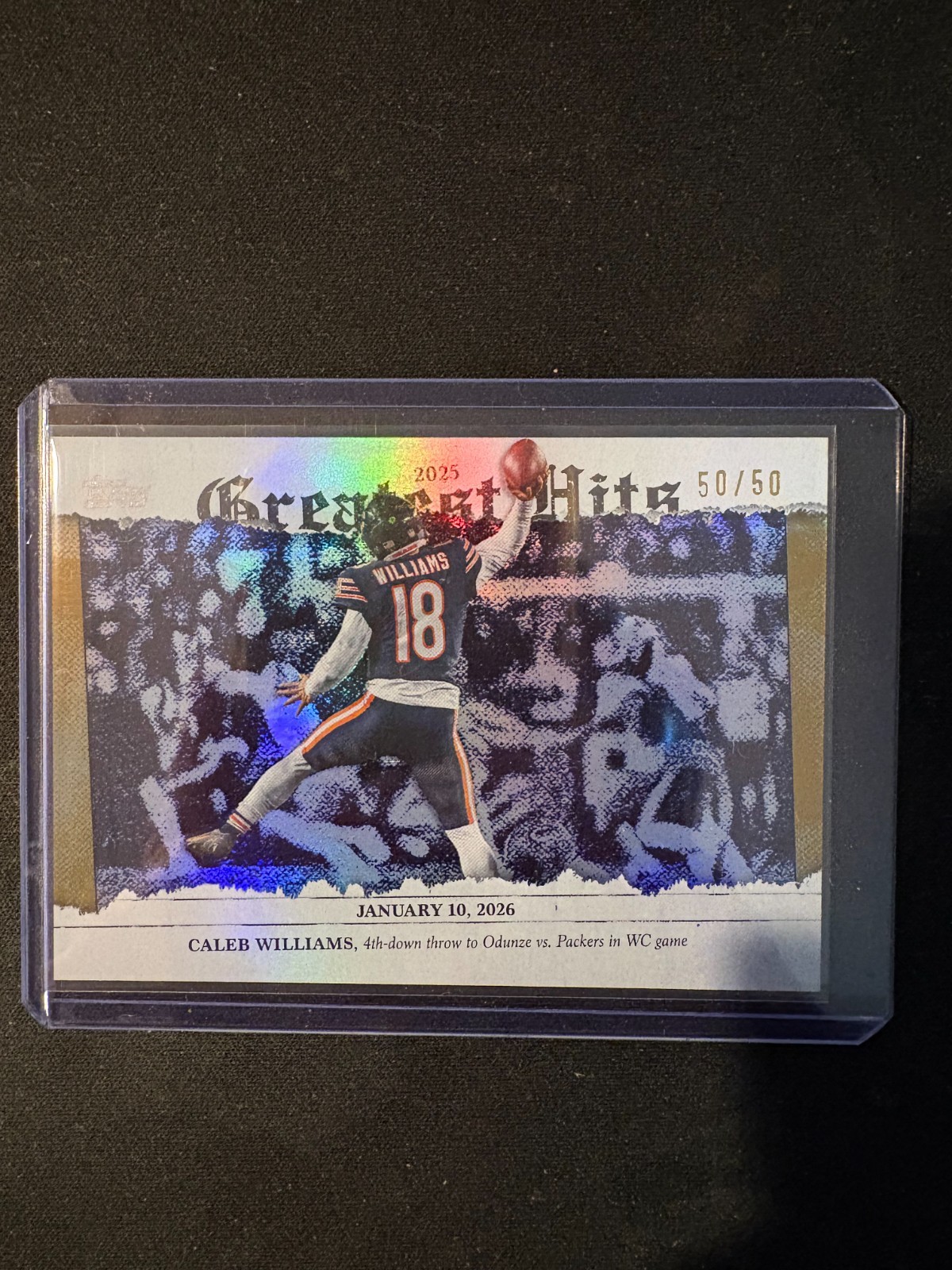 2026 Topps Flagship Caleb Williams Chicago Greatest Hits Gold  50/50 BOOKEND
