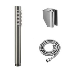 Brushed SUS Hand Shower Wand Head with Adjustable 45 Degree Wall Holder Kit