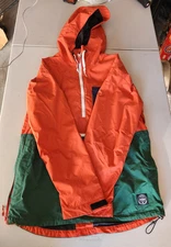 ThirtyTwo Meyers Jacket Men’s Size M Snowboard 10K Orange Green Hooded Pullover