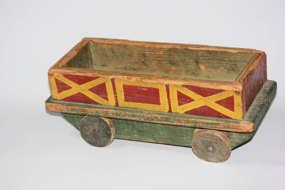 Ancien jouet en bois – remorque/chariot – vers 1940-1950 - Photo 1/4