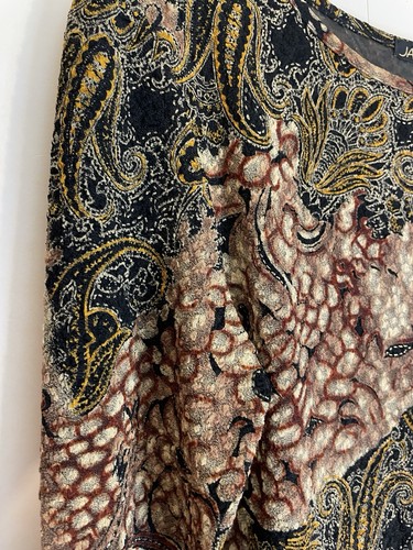 Vintage Whimsy Goth Top Medium Paisley Stretch Boho Moody Slinky Y2K Jaipur - Picture 6 of 9