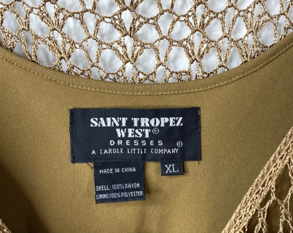 Conjunto de Vestido y Topper Saint Tropez West Para Mujer Crochet Cuentas Resort Boho Talla XL Foto 4 de 4