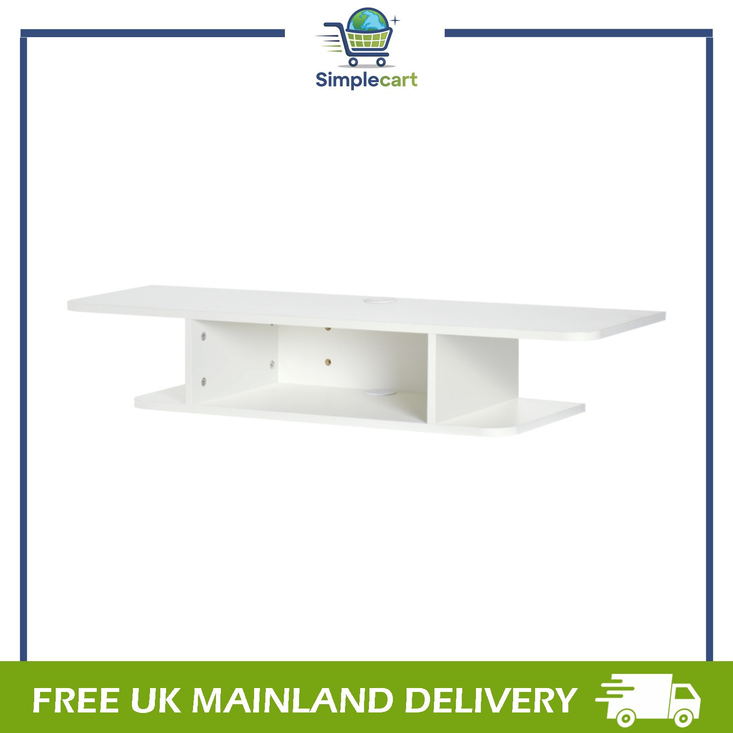 Floating TV Unit Stand Wall Mount Media Console with Storage Shelf, White