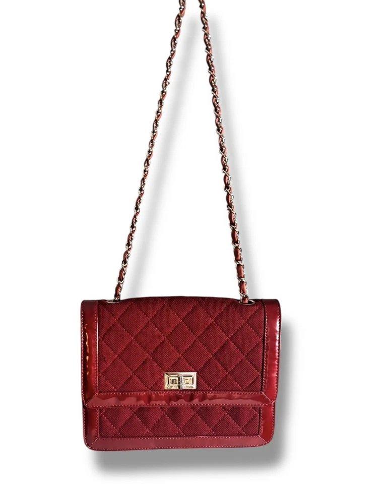 Chanel Vintage Red Quilted Jersey & Patent Leather Reissue Flap Bag • Series 6 - Image 3 of 4