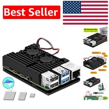 Elegant Dual Fan Aluminum Armor Case for Raspberry Pi 4 with Quad HDMI Support