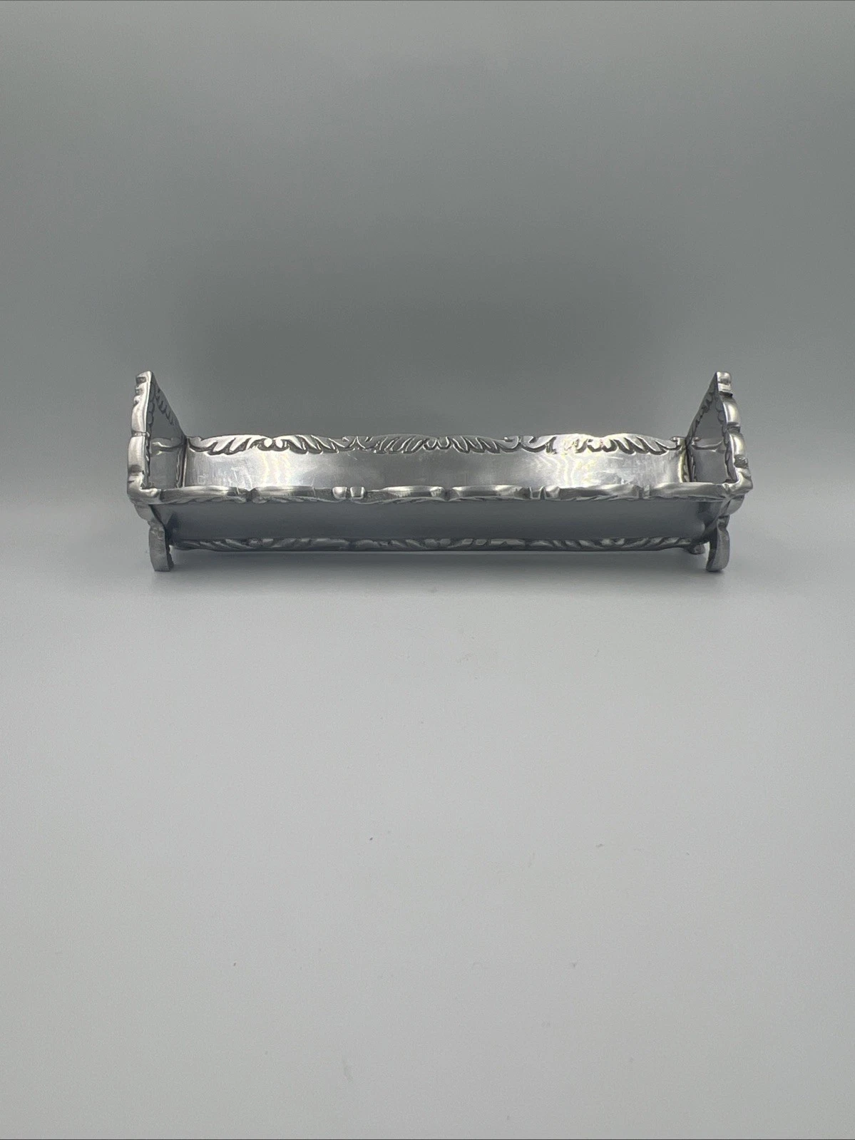 Rectangular Aluminum Butter Pat Dish With Decorative Edging And Feet