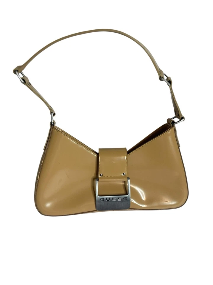 Bolso Baguette Hobo Vintage Guess Y2K Años 2000 Logo Hebilla Bronceado Neutro Retro Foto 3 de 4