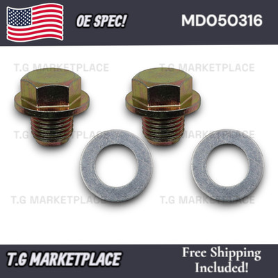 2PCS OE SPEC Mitsubishi Engine Oil Drain Plug MD050316 Great Value!