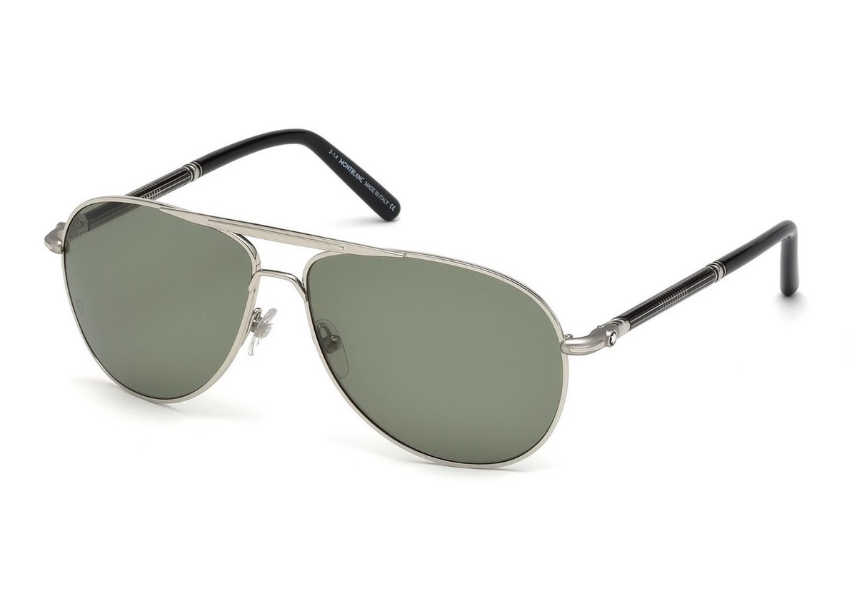 Mont Blanc 512 16r Silver and Black 512s Aviator Sunglasses