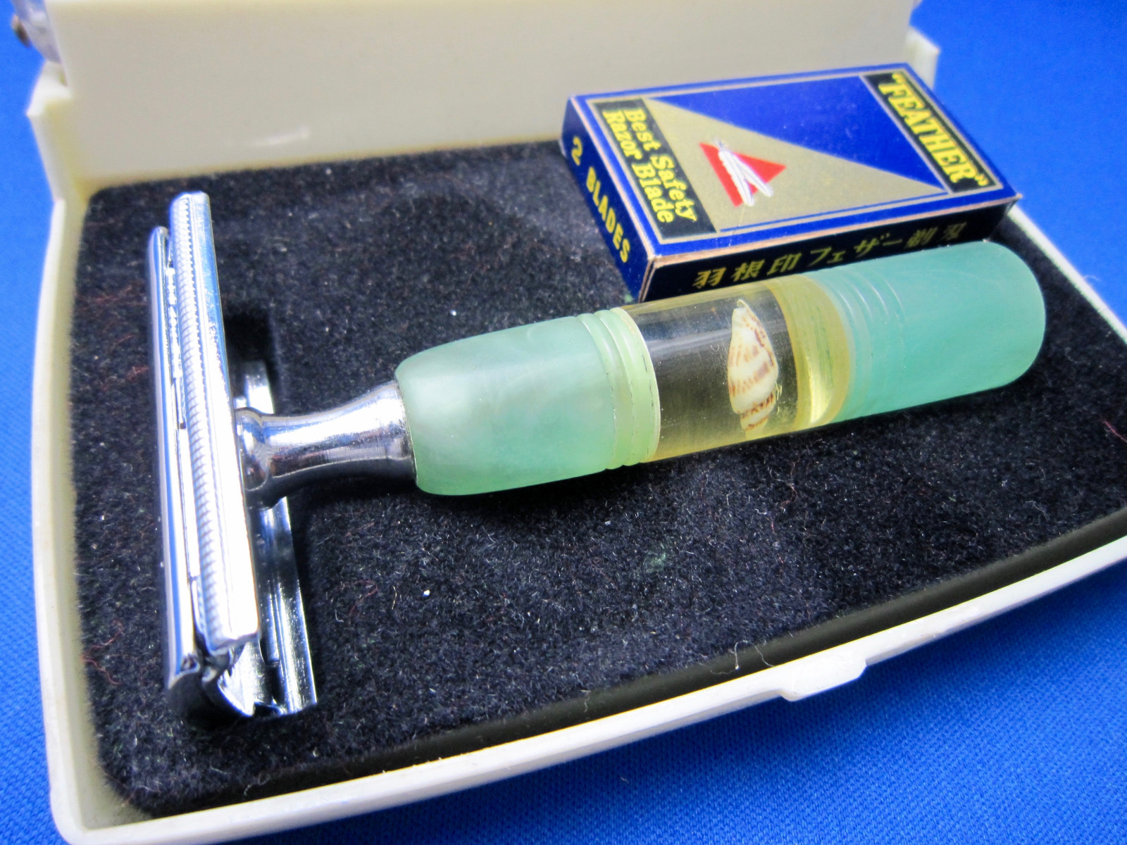 SHELL Vintage Safety Razor Seashell Handle1960's Made In Japan Unique Mint 