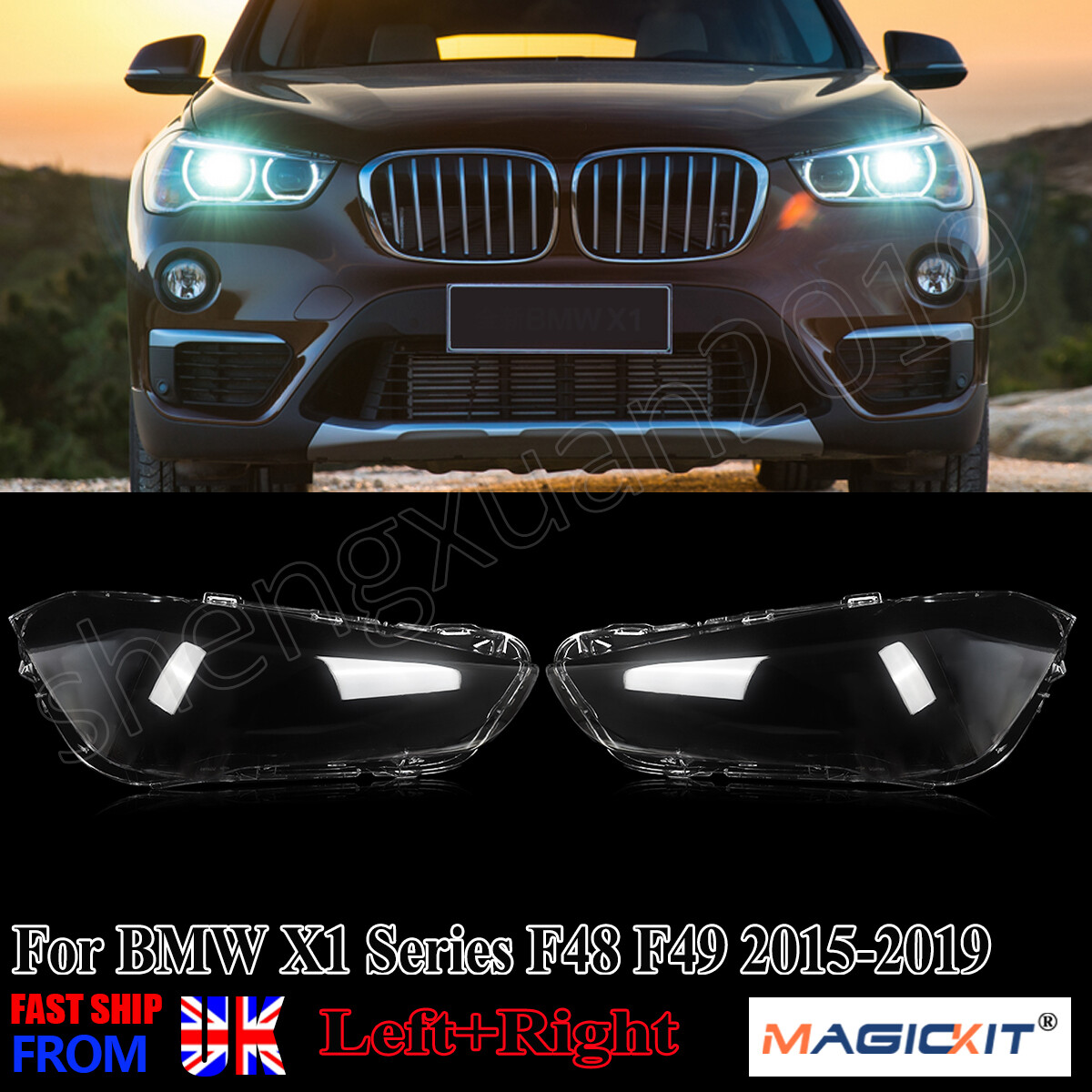 2x For BMW X1 F48 F49 2015-2018 Left+Right Headlamp Headlight Lens Clear Cover