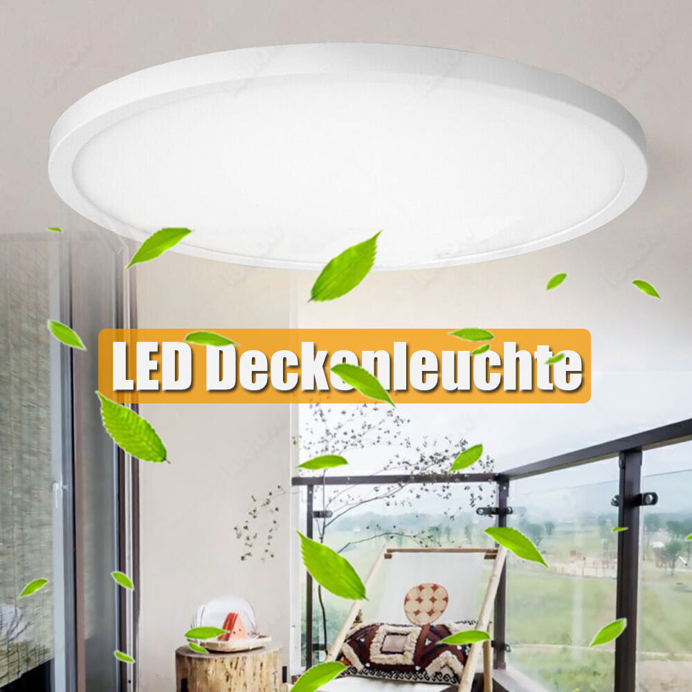 Led Lampe Decken LED Deckenleuchte Ultraflach 12-50W – Panel, IP44, Dimmbar, Für Wohnzimmer & Mehr Moderne Deckenleuchte Wohnzimmer Schlafzimmer