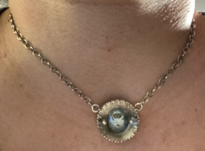 Lady Smith Sterling Silver Necklace & Crystal Pendant Handmade Arts Crafts