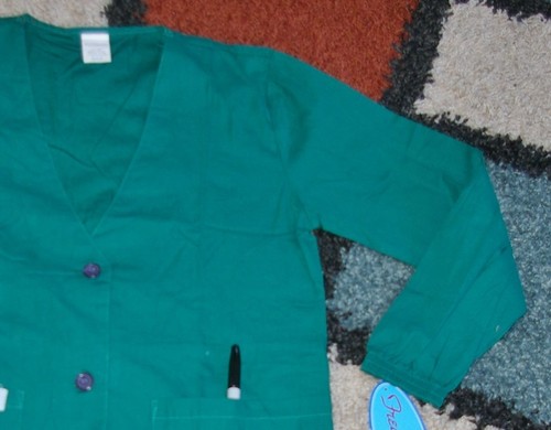 Frederick Warm Up Scrub Jacket Elastic cuff Back tie Bottom pockets Sz XS - 第 15/19 張圖片