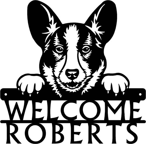 Cardigan Gallese Corgi Dettagliato Viso di Cane Cartello di Benvenuto o Nome Personalizzato - Foto 3 di 13
