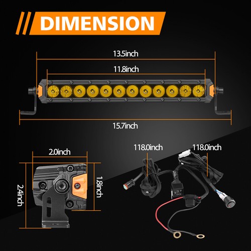 14'' 20'' 30'' LED Work Light Bar Single Row Slim White/Amber Bumper Roof Truck  - Bild 42 von 122