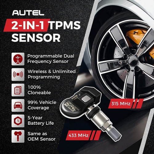 4* Autel MX-Sensor 315&433MHz Programmable TPMS Sensor Coche Presión de llanta - Imagen 3 de 11