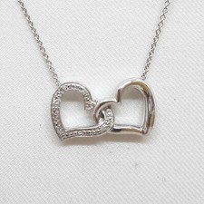 Round Cut Simulated Diamond Women's Double Heart Necklace 14K White Gold Plated