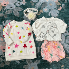 Baby Gap Girls 6-12 Mo Bundle Star Knit sweater Dress Top Bloomers Infant Lot