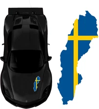 Sweden sticker flag coat of arms flag hood car flag 44x18cm MHF