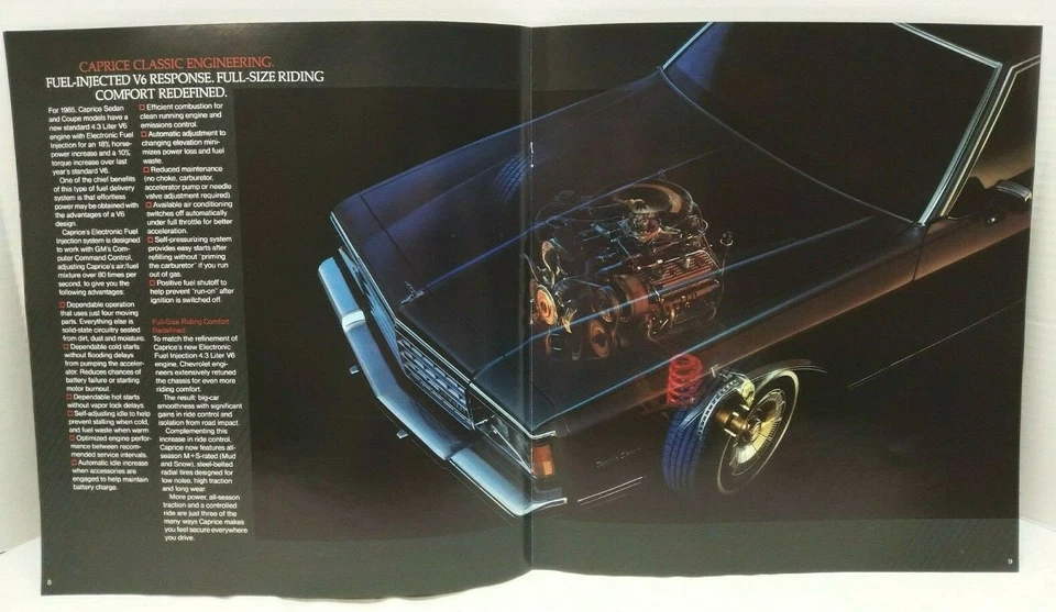 Chevrolet Caprice & Impala 1985 folleto de ventas de concesionarios - OEM Chevy NOS 85 sedán Foto 2 de 4