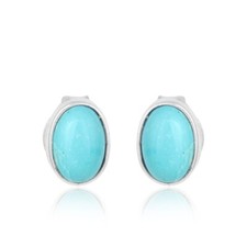 6x4 mm Oval Arizona Turquoise Stud Minimalist Jewelry Womens Silver Stud Earring