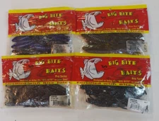 (4) Big Bite Baits Creature Baits with Bite Juice Swimbaits Lot of 4 Packs