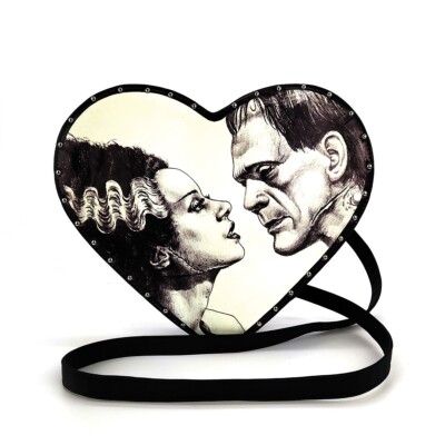 FRANKENSTEIN AND HIS BRIDE  HEART CROSSBODY STRAP AND BACKPACK GLOWS IN THE DARK Frankenstein main image 3