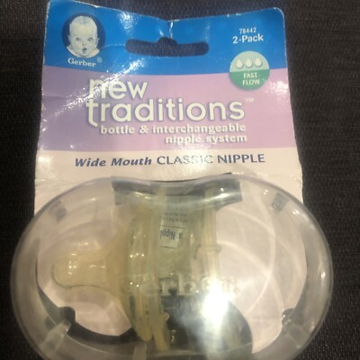 Gerber New Traditions Classic Nipple FAST FLOW SURE FLOW LESS AIR MORE LIQUID