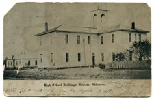 NOWATA, OKLAHOMA HIGH SCHOOL BUILDING. LITHOGRAPH POST CARD. 1901.