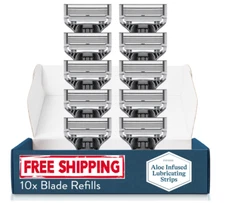 Razor Blades for Men - 10 Count - Premium Razor Blade Refill Cartridges