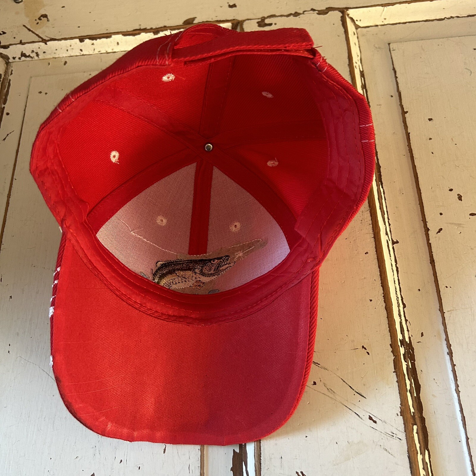 Bass Red Hat Adjustable Strapback Hook Loop Truck… - image 7