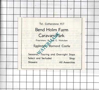 Bend Holm Farm Caravan Park Eggleston Barnard Castle Nicholson 1977 kleine Anzeige
