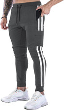 Men'S Jogger Track Pants Athletic Slim Fit Gym Trousers Workout Training Tapered