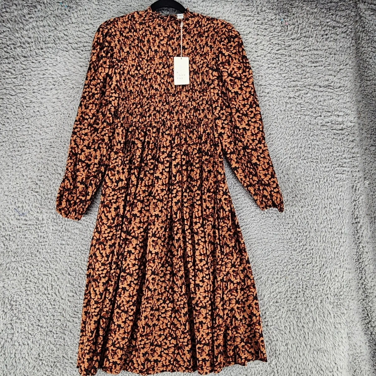 rib long sleeve turtleneck sweater dress Beige Long Sleeve Turtleneck Sweater Dress main image 0