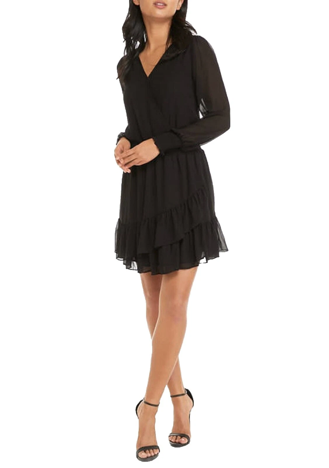 Long Sleeve Solid Wrap Dresses