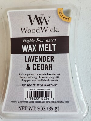 WoodWick - Wax Melts - Lavender Cedar highly fragranced 3oz