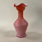 Murano KB Creations  6" Pink Diamond Optic Cased Satin Glass Vase - Vintage