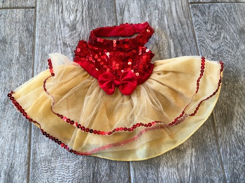 Vestido Build a Bear Workshop Lentejuelas Rojo Vestido de Tul Formal Concurso Ropa BABW - Imagen 3 de 6