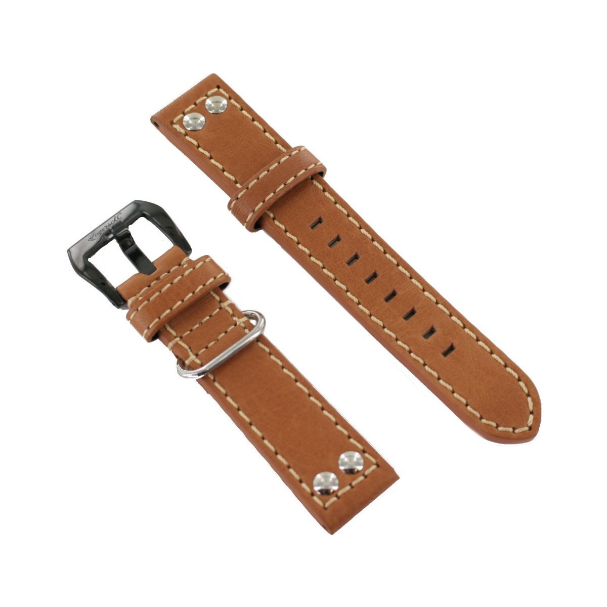 Bracelet De Montre Ingersoll En Cuir Marron - Largeur 22mm - Boucle Ardillon - Neuf Avec étiquettes