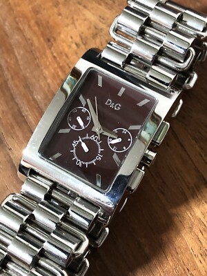 Dolce Gabbana Time Men's Chronograph Watch Stainless Rectangle