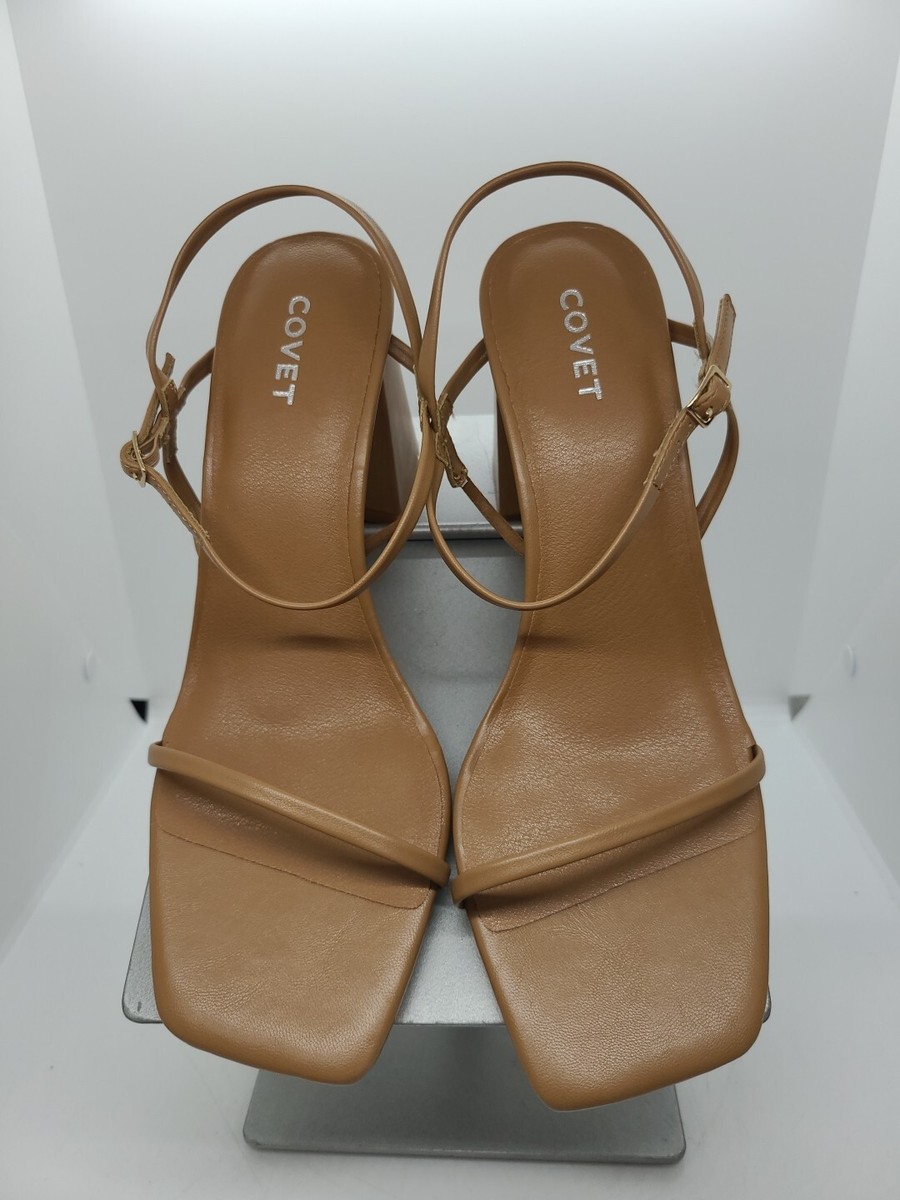 NEW Covet Layla Block Heels Tan Size