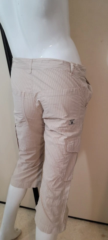 Serge Blanco W 31 Taille 40 Bermuda pantacourt beige à rayures grises homme - Photo 2/3
