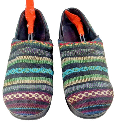 Bjorndal Womens Clogs Ally Tribal Blanket Woven Fabric Striped Size 8M Shoes 