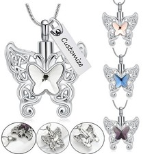 Butterfly Urn Necklace for Ashes Animal Cremation Keepsake Memorial Ash Pendant